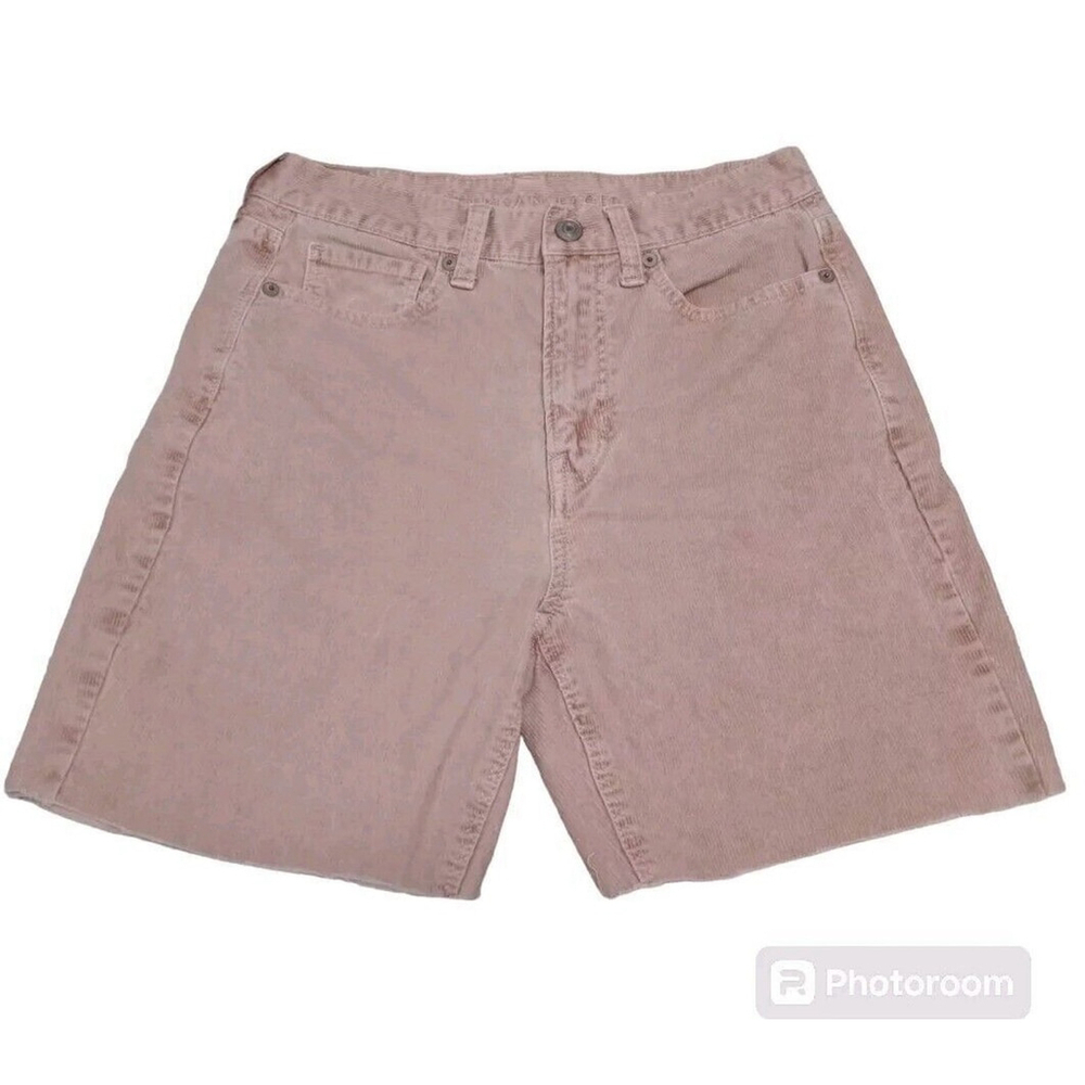 American Eagle Super Stretch Corduroy Raw Hem Bermuda Shorts Soft Pink Sz 2